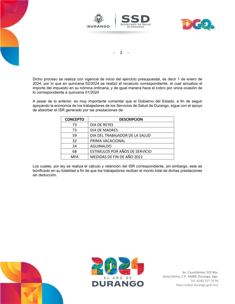 ssdurango comunicado