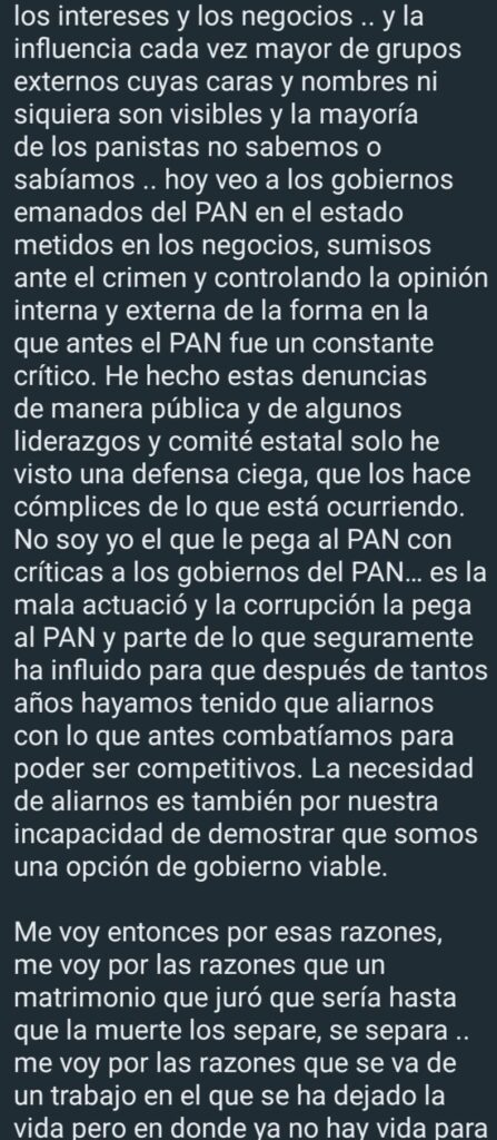 Jorge Alejandro Salum del Palacio ha anunciado su renuncia al Partido Acción Nacional (PAN), marcando el fin de una larga asociación y señalando su intención de unirse a Movimiento Ciudadano (MC)