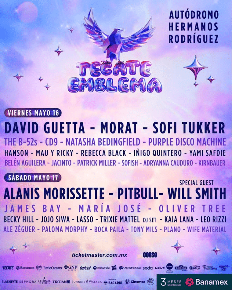 Festival Tecate Emblema 2025: Cartelera por día, horarios, bandas, artistas y boletos