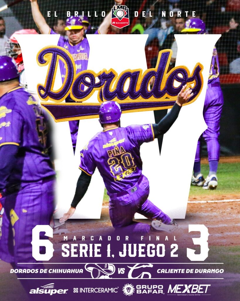 Dorados de Chihuahua vence 6-3 a Caliente de Durango y se lleva el segundo juego de la serie