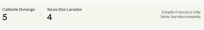 Caliente de Durango remonta cuatro carreras, barre a Tecos y escala al quinto lugar de la Zona Norte - LMB 7 marcador caliente durango