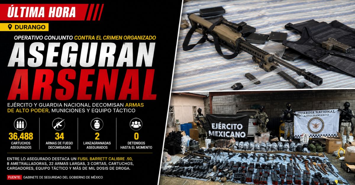 36 mil cartuchos y un Barrett: el arsenal hallado en Durango