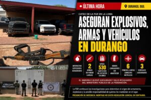 Hallan explosivos y armas en cateo de la FGR en La Loma Práxedis Guerrero Nuevo, Durango