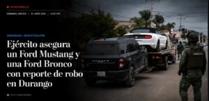 Defensa asegura Mustang y Bronco robados en el Fracc. Real del Mezquital y la colonia Valle Verde de Durango