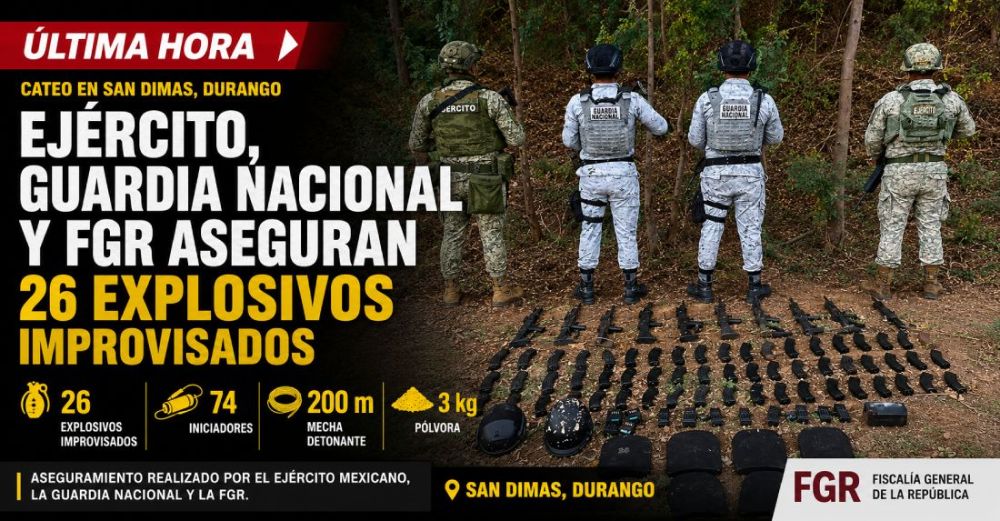 Localizan 26 explosivos en cateo de vivienda en municipio de San Dimas, Durango