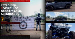 Militares y Guardia Nacional aseguran 7 vehículos, droga y un arma durante cateo en zona rural de Durango
