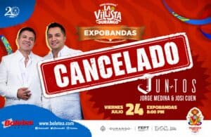 Jorge Medina y Josi Cuen cancelan su concierto en la Feria Villista 2026 de Durango