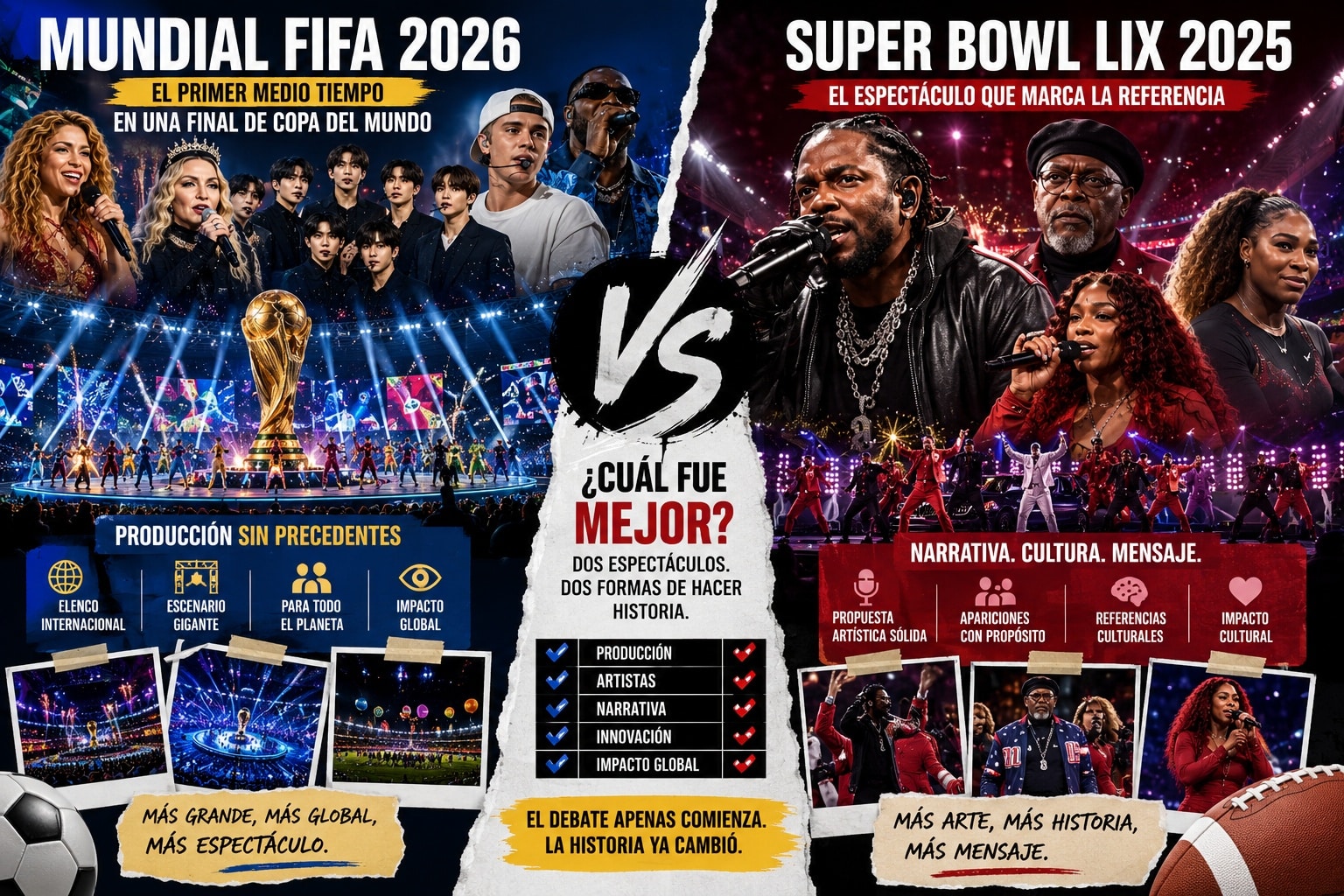 Mundial de Fútbol 2026 vs Super Bowl 2025: ¿qué medio tiempo fue realmente mejor?