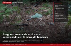 Artefactos explosivos improvisados son asegurados en Tamazula, Durango, tras denuncia ciudadana
