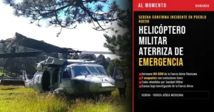 Vídeo: Accidente de helicóptero UH-60M de la Fuerza Aérea Mexicana en Pueblo Nuevo, Durango deja siete lesionados