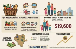 Durango necesita al menos $4,884 pesos mensuales por persona para superar la línea de pobreza urbana en 2026
