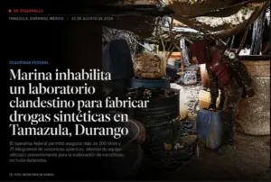 Marina inhabilita laboratorio clandestino de drogas sintéticas en Tamazula, Durango