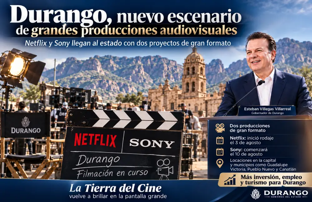 Netflix y Sony convierten a Durango en set de filmación durante agosto de 2026
