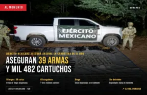 Ejército asegura 39 armas y mil 482 cartuchos en El Oro, Durango