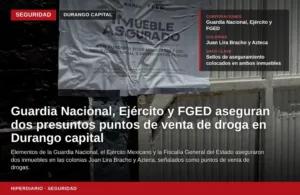 Aseguran dos presuntos puntos de venta de droga en Durango