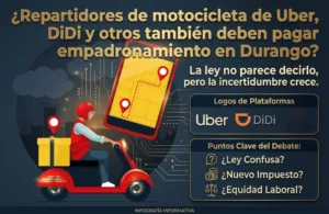 ¿Repartidores de Uber, DiDi y otros también deben pagar empadronamiento en Durango? La ley no parece decirlo